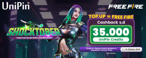 Top Up Diamonds FREE FIRE di UniPin & Nikmati Cashback s.d 35.000 UniPin Credits di Awal Bulan Oktober